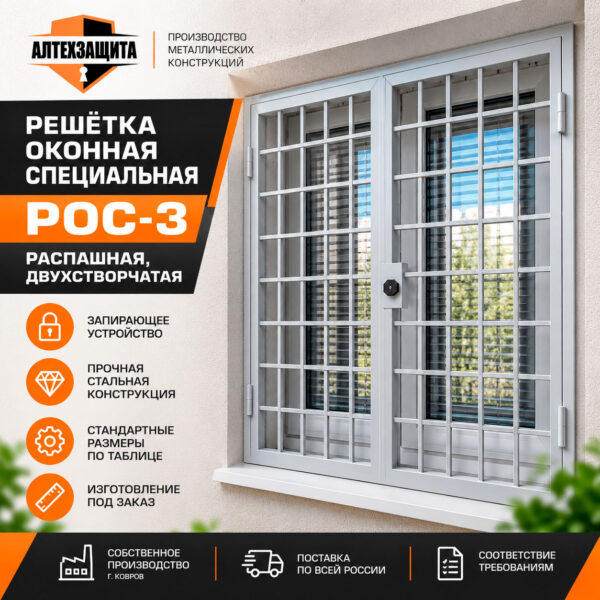 Решетка оконная специальная РОС-3 (распашная, двухстворчатая)
